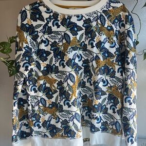 Boden Blue and Gold Floral sheta sweater